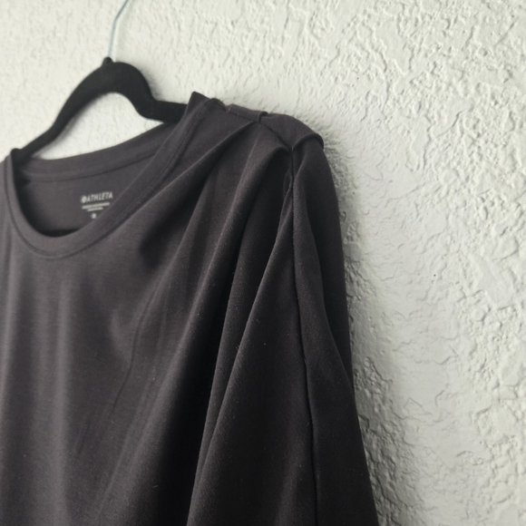 Ahtleta M Black Ruched Short Sleeve Tee Shirt Lyocell Blend - Picture 4 of 7